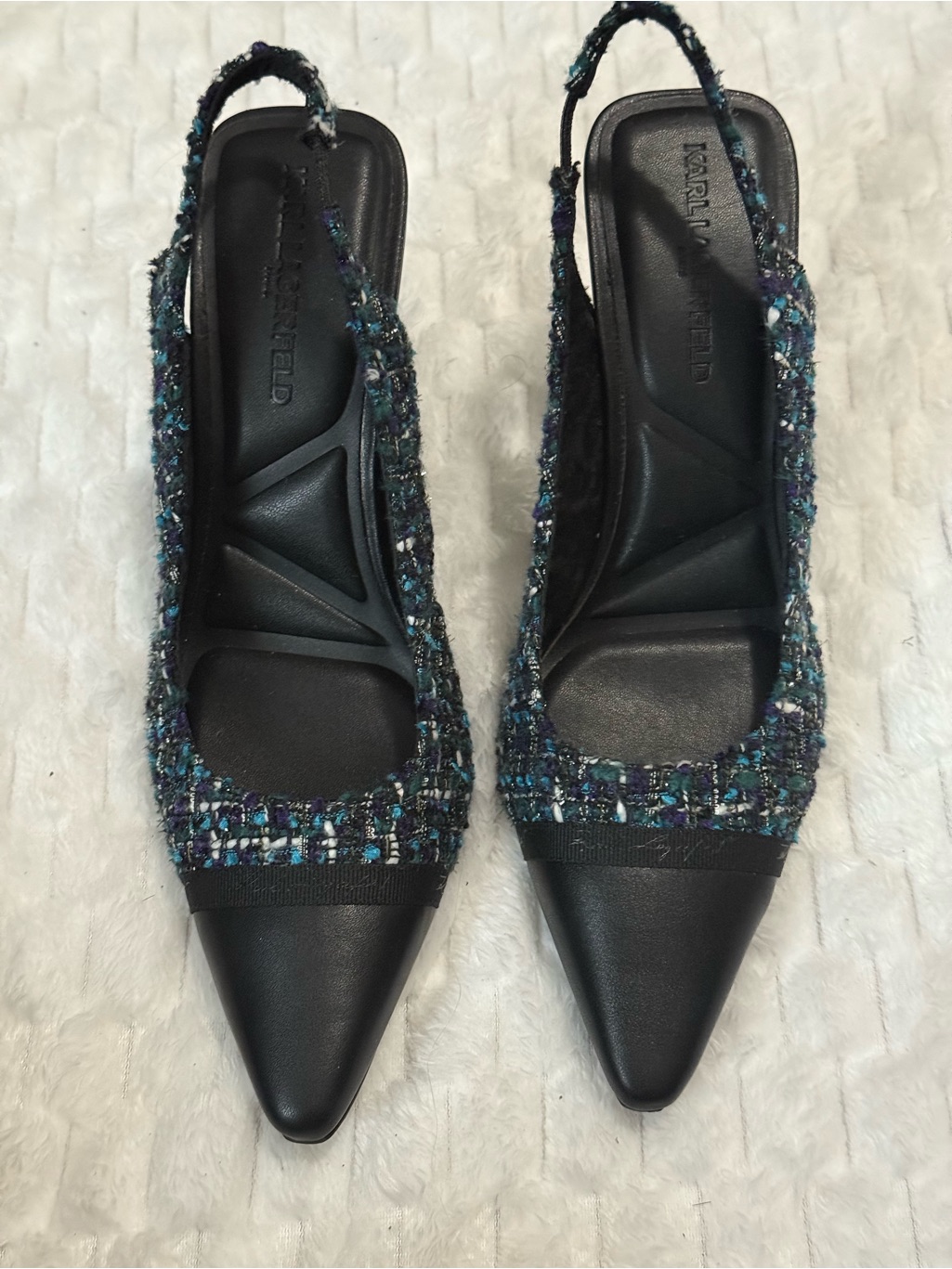 Karl Lagerfeld Women's Kinsely 75mm Pointed Toe Slingback Pumps Size:9m